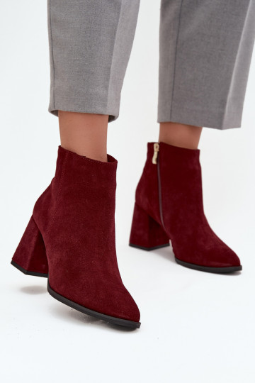 Naiste poolsaapad Z Naturalnego Zamszu Obcas Słupek voodriga bordoo-värvi Zazoo 3128 2