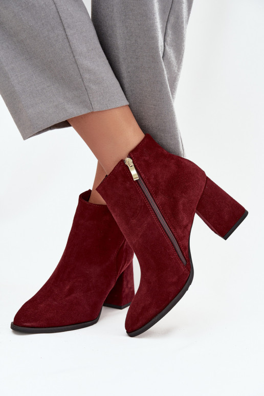 Naiste poolsaapad Z Naturalnego Zamszu Obcas Słupek voodriga bordoo-värvi Zazoo 3128