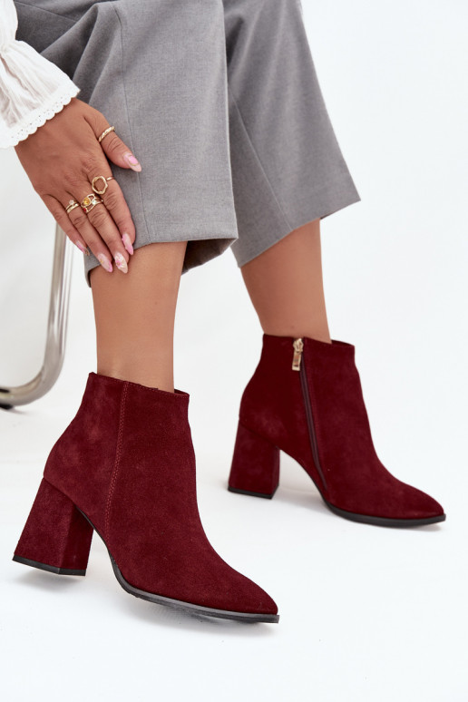 Naiste poolsaapad Z Naturalnego Zamszu Obcas Słupek voodriga bordoo-värvi Zazoo 3128