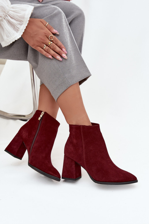 Naiste poolsaapad Z Naturalnego Zamszu Obcas Słupek voodriga bordoo-värvi Zazoo 3128