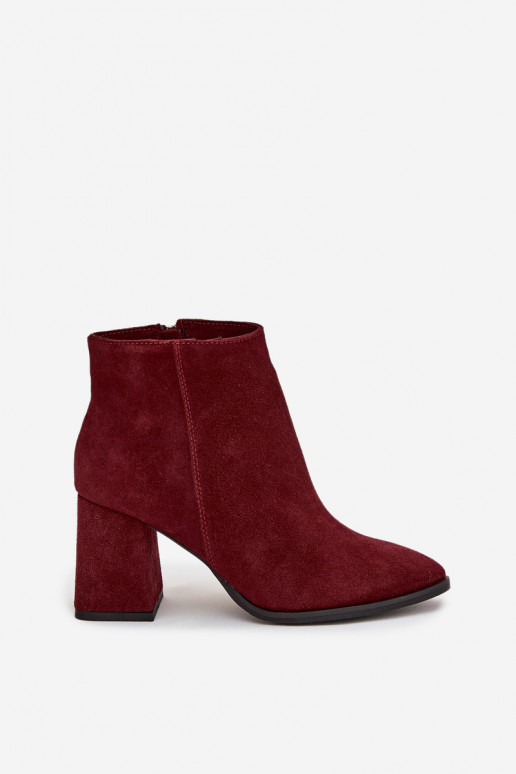 Naiste poolsaapad Z Naturalnego Zamszu Obcas Słupek voodriga bordoo-värvi Zazoo 3128