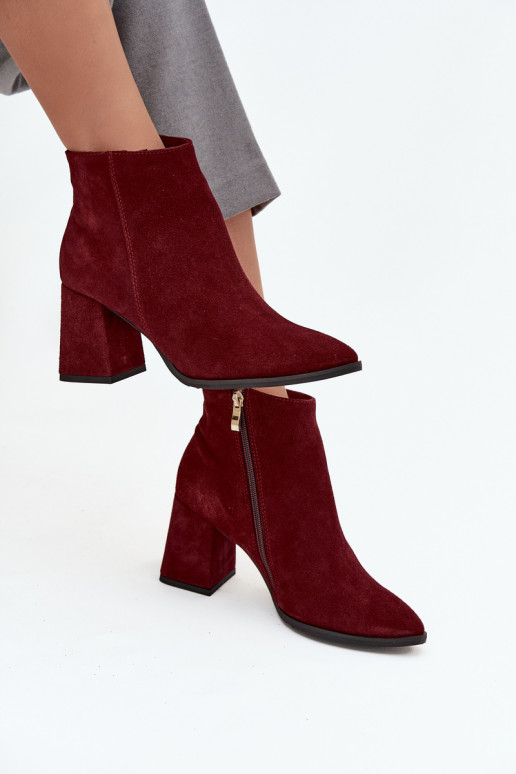 Naiste poolsaapad Z Naturalnego Zamszu Obcas Słupek voodriga bordoo-värvi Zazoo 3128