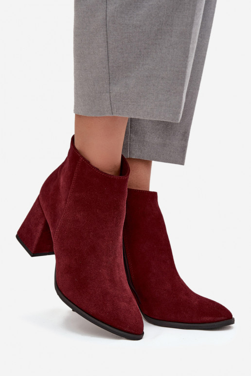 Naiste poolsaapad Z Naturalnego Zamszu Obcas Słupek voodriga bordoo-värvi Zazoo 3128