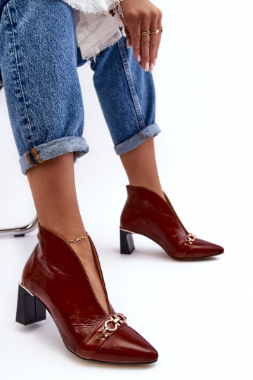 naiste saapad kõrge jämeda kontsaga  05262-02 pruunid värvi