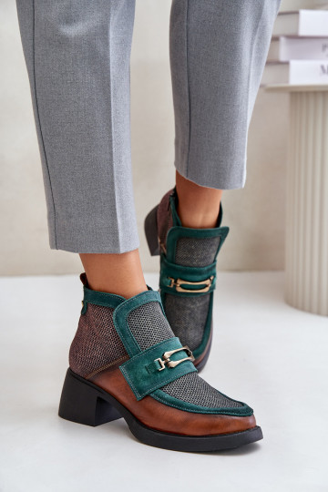 naiste saapad   kaunistustega  A6747-29 pruunid värvi-Rohelist värvi