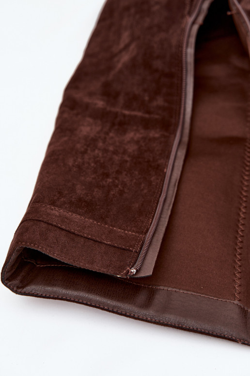 Naiste pikkade saapad platvormiga rihmade ja hõbedaste detailidega šokolaadi värvi Korivelle Naiste pikkade saapad platvormiga rihmade ja hõbedaste detailidega šokolaadi värvi Korivelle