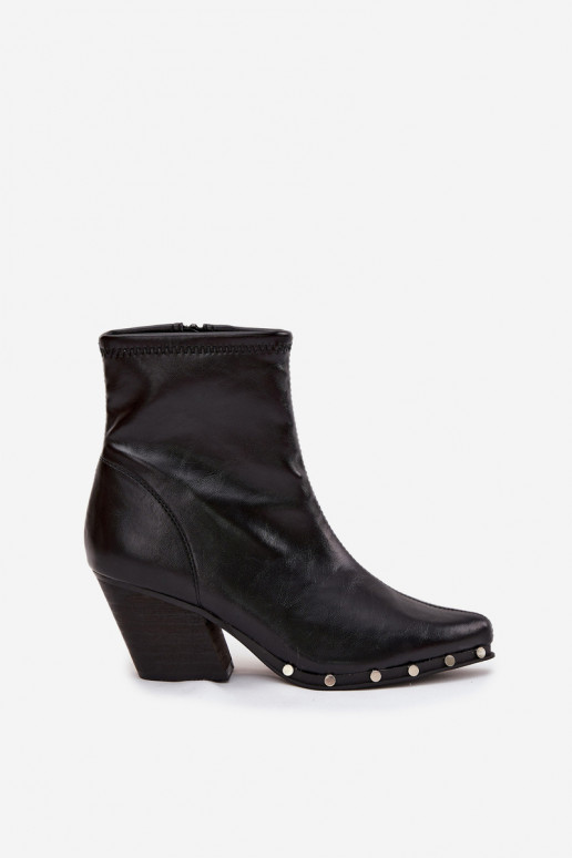 Mustad kauboistiilis naiste saapad ökoloogilisest nahast kontsaga Abrielle