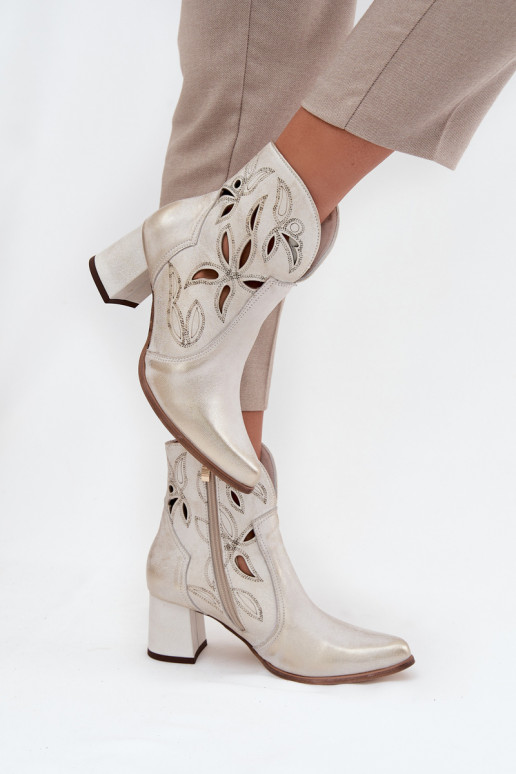 Naiste poolsaapad Zazoo 3647 Kuldset värvi Przecierany    Naiste poolsaapad Zazoo 3647 Kuldset värvi Przecierany