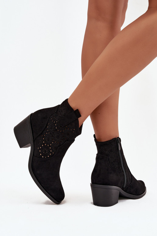 Naiste poolsaapad  kõrge jämeda kontsaga S.Barski HY52-529 Must Naiste poolsaapad  kõrge jämeda kontsaga S.Barski HY52-529 Must