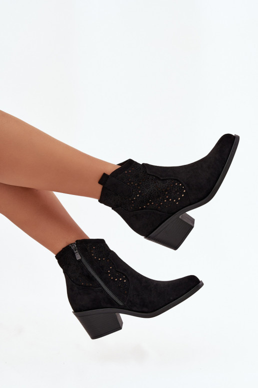 Naiste poolsaapad  kõrge jämeda kontsaga S.Barski HY52-529 Must Naiste poolsaapad  kõrge jämeda kontsaga S.Barski HY52-529 Must