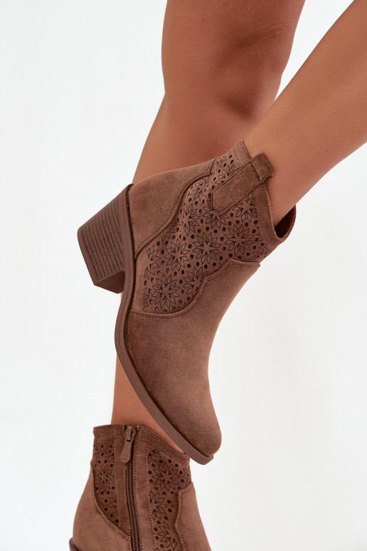 Naiste poolsaapad  kõrge jämeda kontsaga S.Barski HY52-529 pruunid värvi Naiste poolsaapad  kõrge jämeda kontsaga S.Barski HY52-529 pruunid värvi