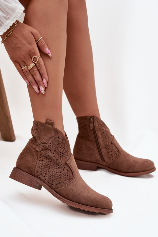 Naiste poolsaapad laiade nööridega S.Barski HY52-532 pruunid värvi Naiste poolsaapad laiade nööridega S.Barski HY52-532 pruunid värvi