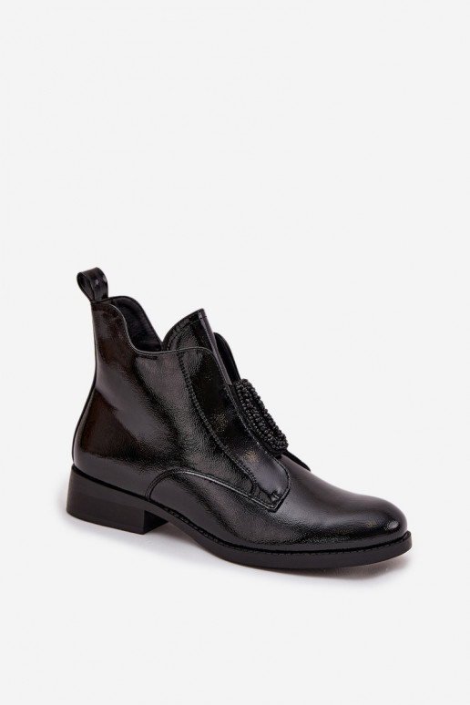 Laque voodriga Naiste poolsaapad  Detalem S.Barski HY52-525 Must Laque voodriga Naiste poolsaapad  Detalem S.Barski HY52-525 Must