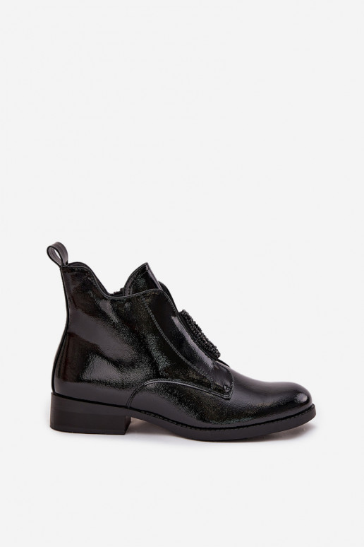 Laque voodriga Naiste poolsaapad  Detalem S.Barski HY52-525 Must Laque voodriga Naiste poolsaapad  Detalem S.Barski HY52-525 Must