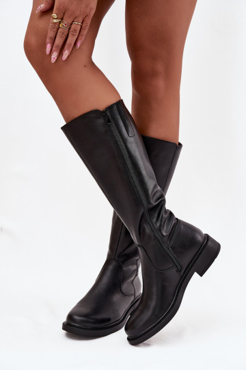 Naiste pika säärega saapad laiade nööridega Sergio Leone KZ25600-S Must 2