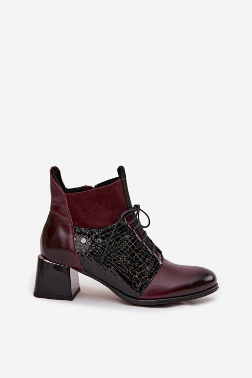 Zazoo 60503 naiste saapad kõrge jämeda kontsaga voodriga bordoo-värvi