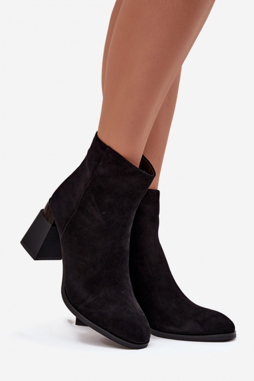 Naiste poolsaapad Z Naturalnego Zamszu kõrge jämeda kontsaga voodriga D&A CR52-718 Must