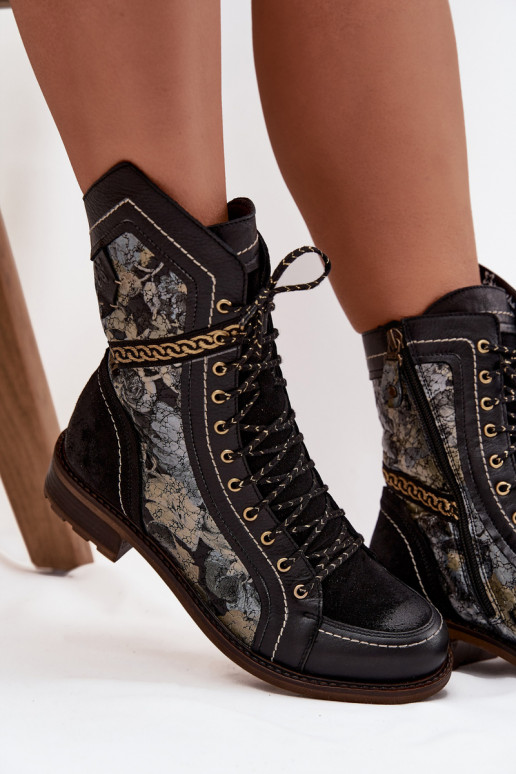 Naiste poolsaapad Z Naturalnej Skóry  07097-01 -Kuldset värvi