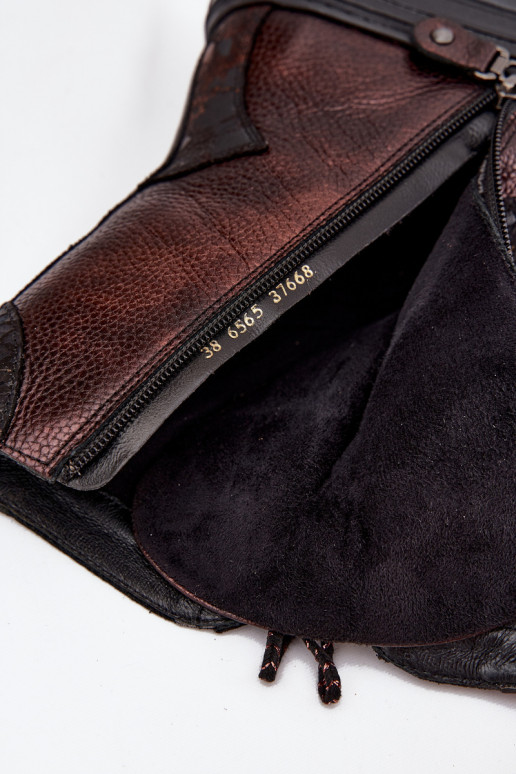 naiste saapad platvormiga voodriga  06565-02 pruunid värvi-Kuldset värvi