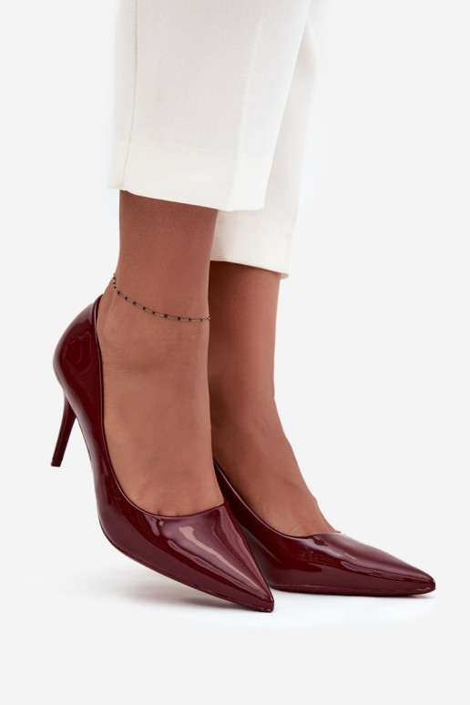 Naistele lakitud kõrged kontsad „Jadira" teravad otsad, bordoo värv