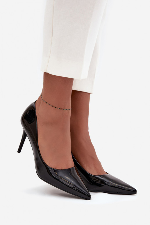 Naistele lakitud kõrged kontsad „Jadira" teravad otsad, musta värv