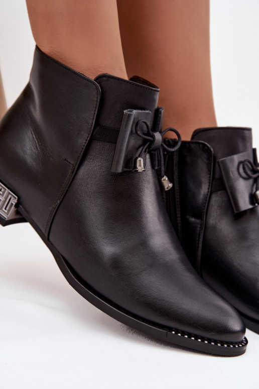 Naiste poolsaapad Z Naturalnej Skóry  Zazoo 1396 Must