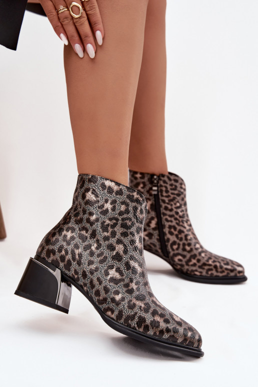 naiste saapad   voodriga leopardimustriga D&A CR52-622 -Kuldset värvi
