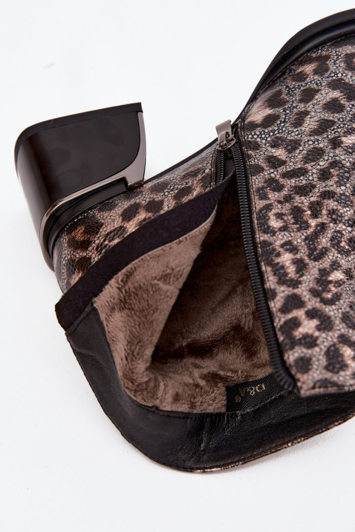 naiste saapad   voodriga leopardimustriga D&A CR52-622 -Kuldset värvi