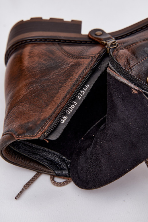 Naiste poolsaapad Z Naturalnej Skóry laiade nööridega  07063-02 pruunid värvi