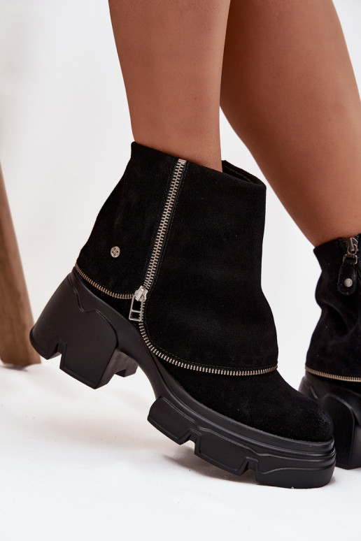 naiste saapad  Z Wywiniętą Cholewką  07145-01 Must