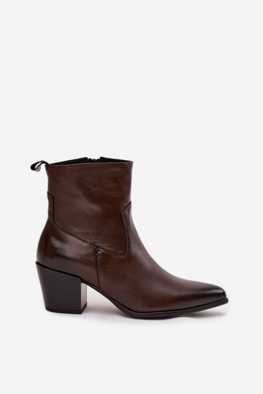 naiste saapad   kõrge jämeda kontsaga voodriga Zazoo 60565 Czekoladowe