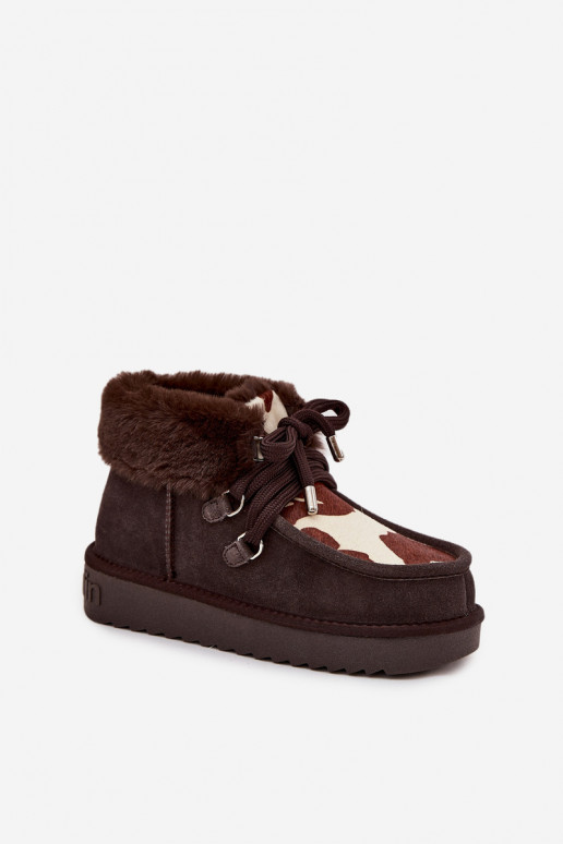 Naistemud saapad naturaalsest suede patchidega D.Franklin DFSH375008 šokolaadi värvi