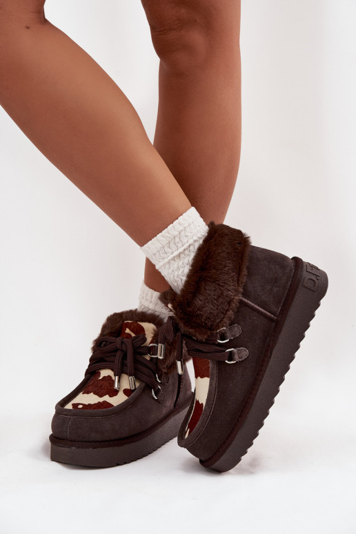 nööpidega lumesaapad  Z Naturalnego Zamszu Łaty D.Franklin DFSH375008 Czekoladowe