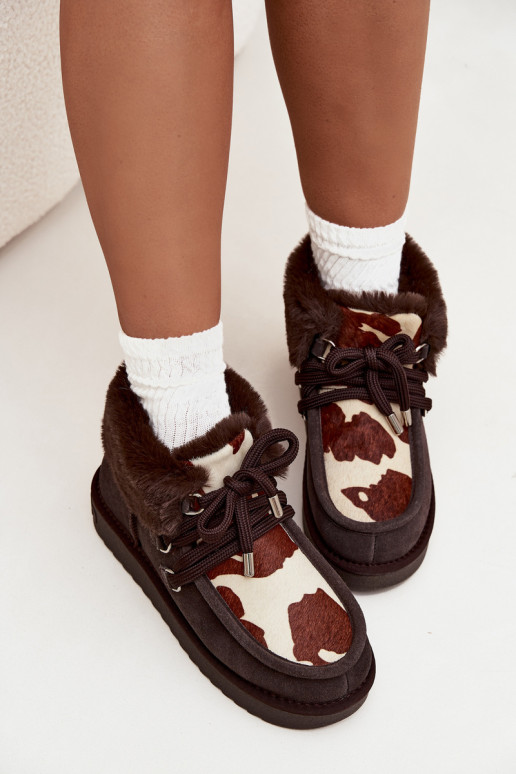 nööpidega lumesaapad  Z Naturalnego Zamszu Łaty D.Franklin DFSH375008 Czekoladowe