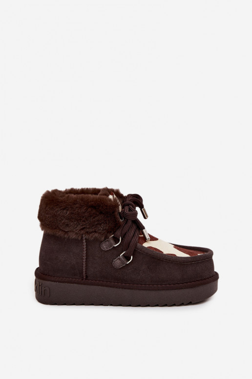 Naistemud saapad naturaalsest suede patchidega D.Franklin DFSH375008 šokolaadi värvi