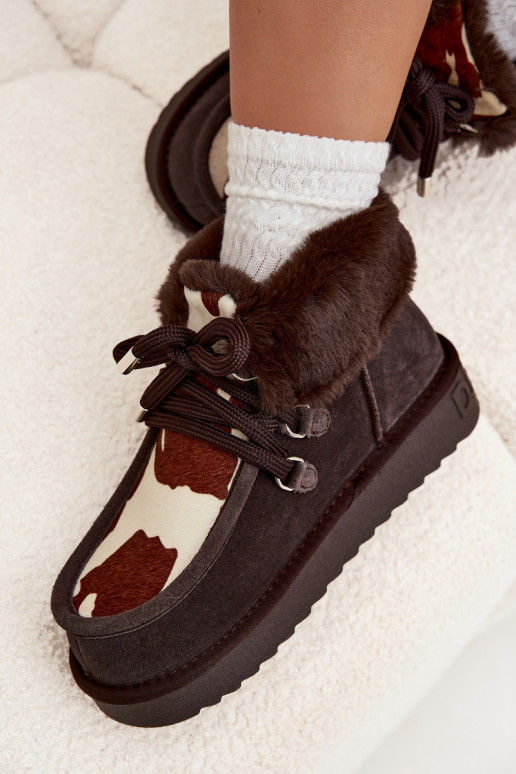 nööpidega lumesaapad  Z Naturalnego Zamszu Łaty D.Franklin DFSH375008 Czekoladowe