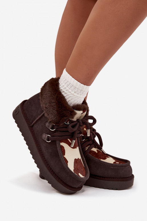 Naistemud saapad naturaalsest suede patchidega D.Franklin DFSH375008 šokolaadi värvi
