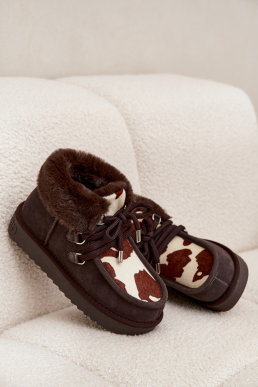 Naistemud saapad naturaalsest suede patchidega D.Franklin DFSH375008 šokolaadi värvi