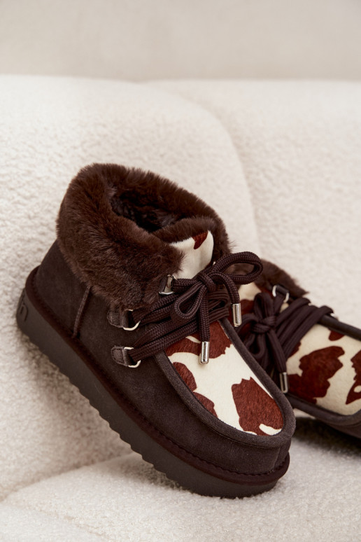 nööpidega lumesaapad  Z Naturalnego Zamszu Łaty D.Franklin DFSH375008 Czekoladowe