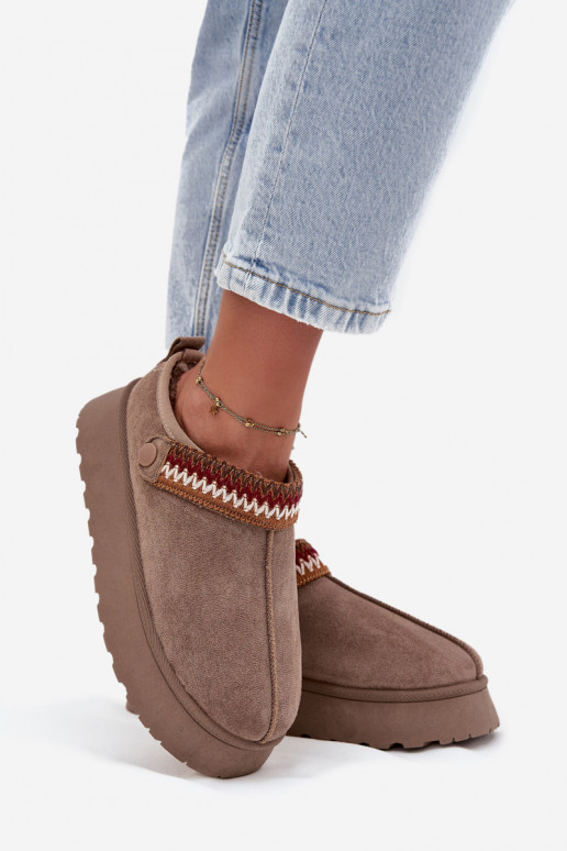 Naiste madalad lumesaapad liikuvate rihmade ja tikandiga, platvormiga beeži värvi Lyrisse