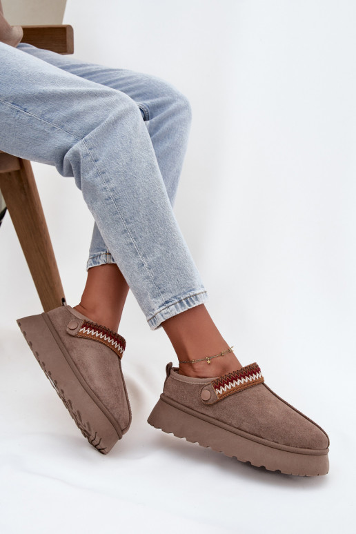 Naiste madalad lumesaapad liikuvate rihmade ja tikandiga, platvormiga beeži värvi Lyrisse