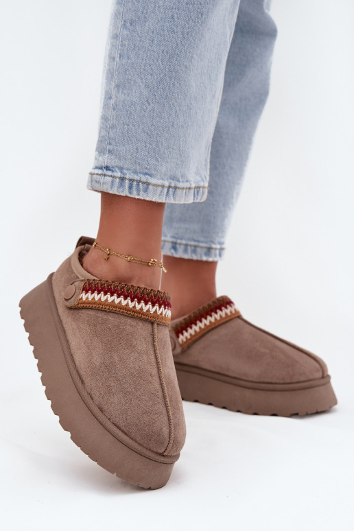 Naiste madalad lumesaapad liikuvate rihmade ja tikandiga, platvormiga beeži värvi Lyrisse