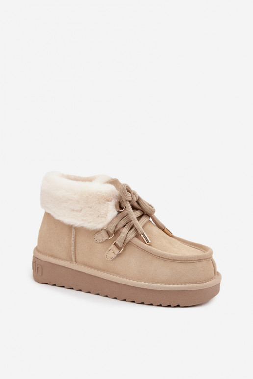 nööpidega lumesaapad  Z Naturalnego Zamszu D.Franklin DFSH375006 Elevandiluu värvi