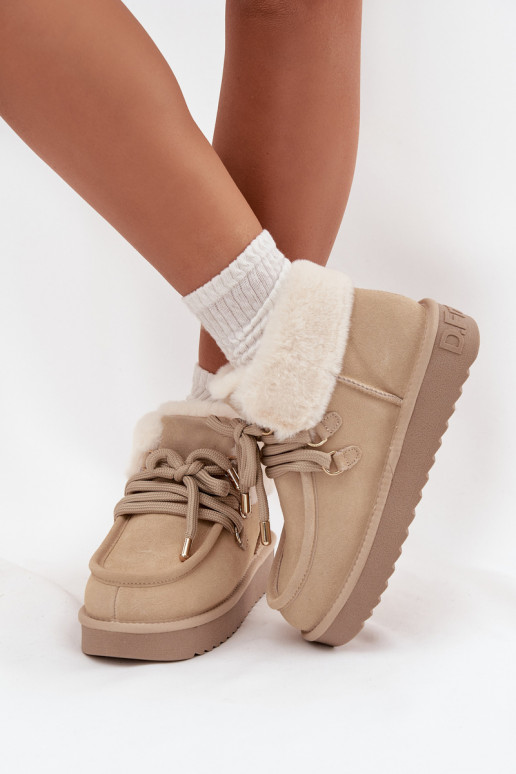 nööpidega lumesaapad  Z Naturalnego Zamszu D.Franklin DFSH375006 Elevandiluu värvi