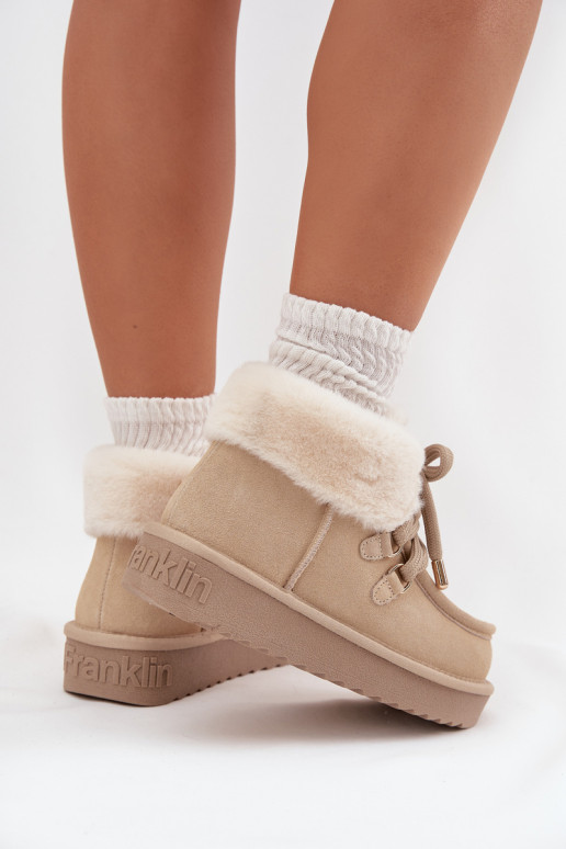 nööpidega lumesaapad  Z Naturalnego Zamszu D.Franklin DFSH375006 Elevandiluu värvi