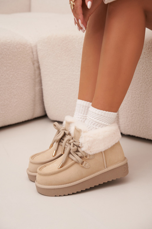 nööpidega lumesaapad  Z Naturalnego Zamszu D.Franklin DFSH375006 Elevandiluu värvi