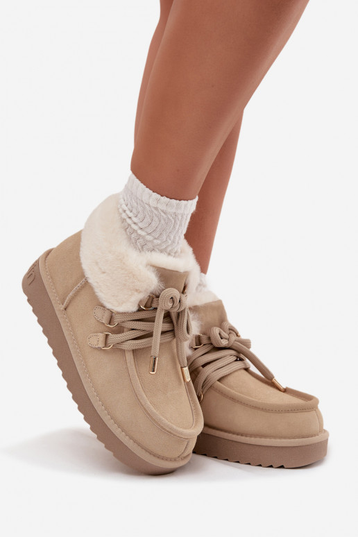 nööpidega lumesaapad  Z Naturalnego Zamszu D.Franklin DFSH375006 Elevandiluu värvi