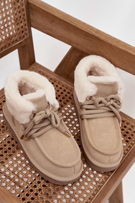 nööpidega lumesaapad  Z Naturalnego Zamszu D.Franklin DFSH375006 Elevandiluu värvi