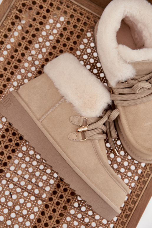 nööpidega lumesaapad  Z Naturalnego Zamszu D.Franklin DFSH375006 Elevandiluu värvi