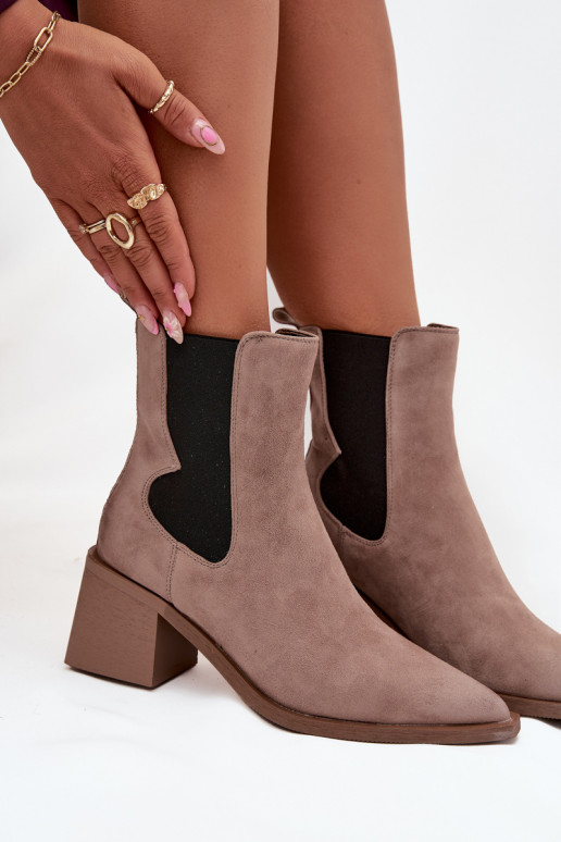 Nahk-zomšist saapad sooja voodriga seest Artiker 57C0045 beeži värvi